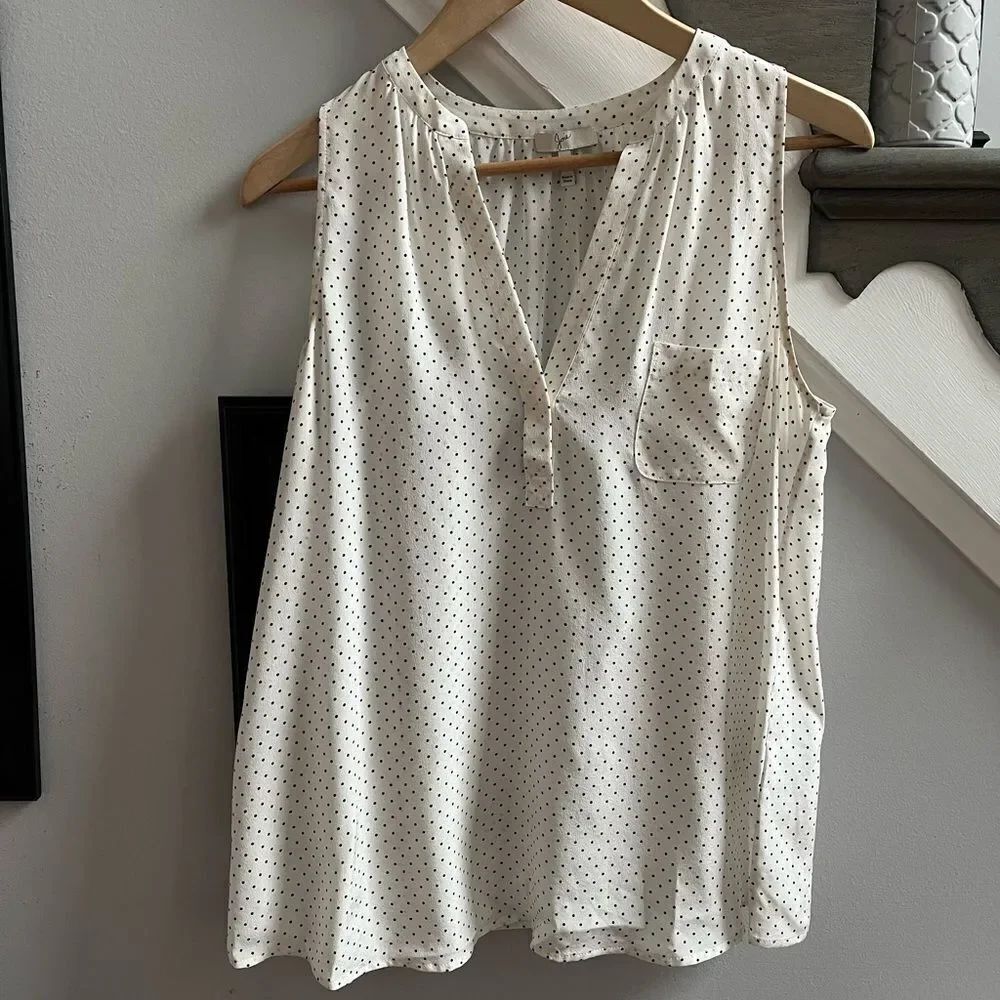 Joie White Polka Dot Sleeveless Silk Tank sz S EUC